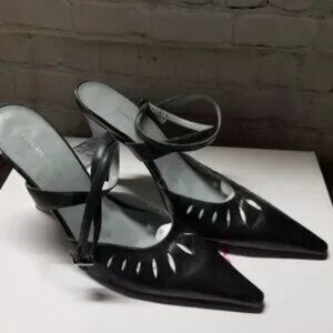 BCBGMaxAzria Black Pointed Toe Slingback Heels